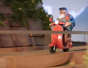 骑摩托车的卡通老人动画场景Blend工程源文件