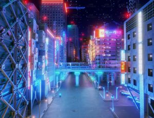 夜晚霓虹灯大城市场景Blend工程源文件