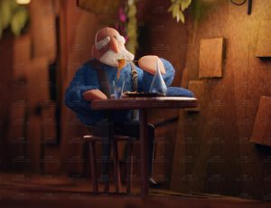 吃面的卡通老人场景Blend工程源文件