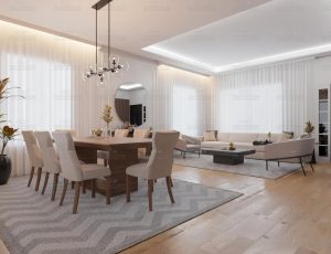 现代敞亮时尚的大客厅场景Blend工程源文件