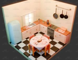 low poly低多边形卡通场景123-Blender工程源文件