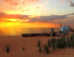 傍晚海滩Blend工程源文件