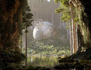 外星飞船坠落自然场景Blend工程源文件