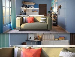 单身青年极简公寓套房单间Blend工程源文件