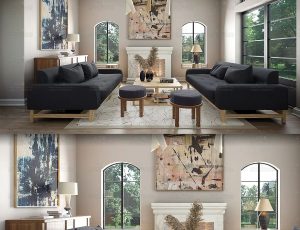 简单欧式装修风格客厅场景Blend工程源文件