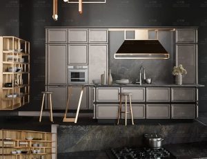 时尚黑色风格厨房Blend工程源文件