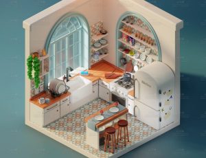 low poly低多边形卡通场景129-Blender工程源文件