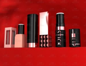 红色背景上的口红场景Blend工程源文件