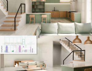 厨房与客厅合二为一场景Blend工程源文件