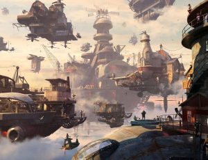 玩酷CG网—蒸汽朋克科幻天空之城建筑模型