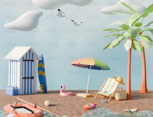 Lowpoly 海滩场景Blend工程源文件