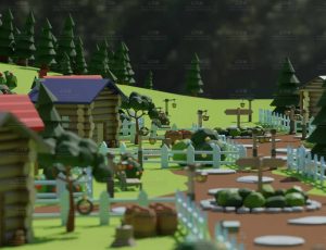 低多边形村庄Blend工程源文件