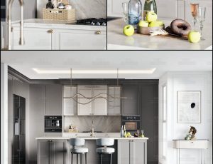 欧式白色厨房渲染场景Blend工程源文件Blend工程源文件