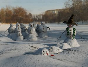 恐怖的雪人堆场景Blend工程源文件