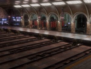 蒸汽朋克风格火车站场景Blend工程源文件