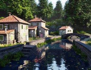 森林沿湖小村Blend工程源文件