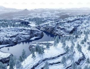 冬季山区高架桥Blend工程源文件