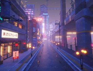 紫色霓虹灯氛围赛博朋克街道Blend工程源文件