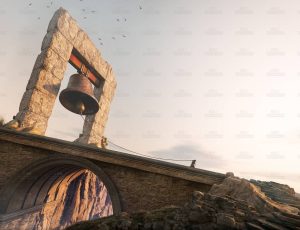 悬崖上的大铜钟场景Blend工程源文件