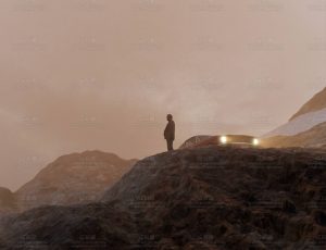 悬崖上的男人和车子场景Blend工程源文件