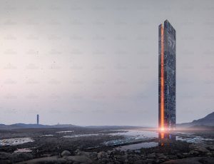 岩石荒地中的科技建筑场景Blend工程源文件