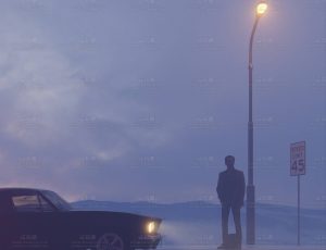 路灯下的男人和车场景Blend工程源文件