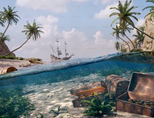 加勒比海盗湾场景Blend工程源文件