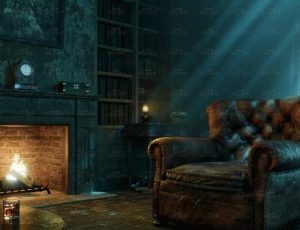 带火炉壁的老旧客厅场景Blend工程源文件