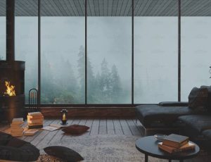 带火炉的现代时尚大平层客厅Blend工程源文件