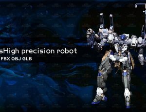 高级蓝色战损机器人Blend模型