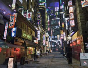 MAYA赛博朋克城市街道大场景