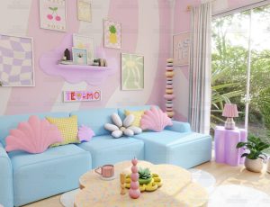 粉色系糖果客厅Blend工程源文件