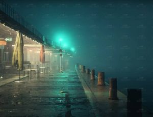 夜晚湖边酷炫景色Blend工程源文件