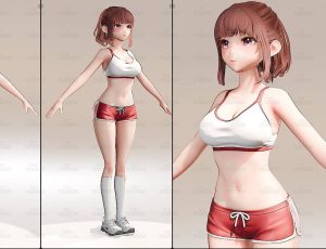 可爱运动校服女孩Blend模型