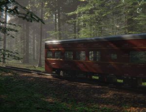 森林火车与轨道自然场景Blend工程源文件