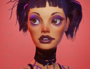 黑人风格化女孩雕像Blend模型