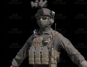 高精度特警Blend模型