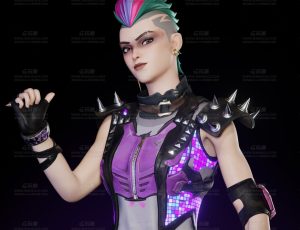 个性赛博朋克女孩Blend模型