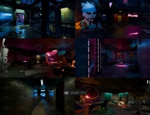 赛博朋克氛围空间密室场景Blend工程源文件