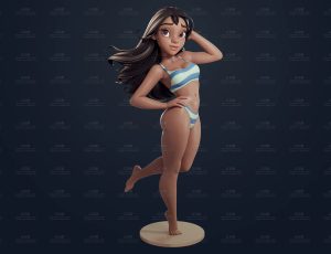 风格化可爱夏威夷女孩Blend模型