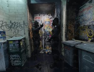 涂鸦电梯角的特种兵动画场景Blend工程源文件