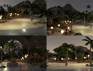 夜晚夏威夷节日场景Blend工程源文件