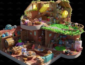 可爱清新卡通场景7Blend工程源文件