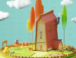 可爱清新卡通场景9Blend工程源文件