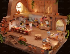 可爱清新卡通场景14Blend工程源文件