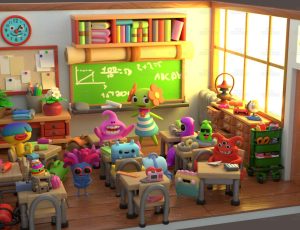 可爱清新卡通场景5Blend工程源文件