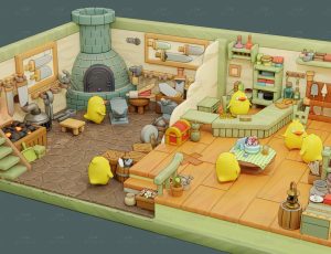 可爱清新卡通场景6Blend工程源文件