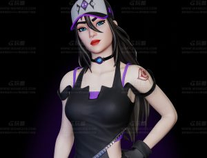 时髦紫色衣服女孩Blend模型