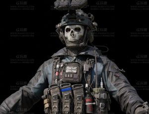 骷髅头特警士兵Blend模型