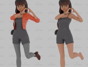 风格化黑色皮肤风格女孩Blend模型